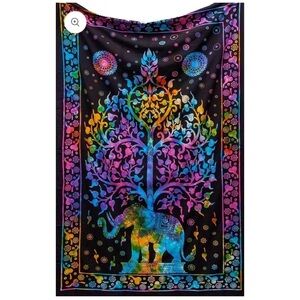 Colorful Tie-Dye Elephant Tapestry